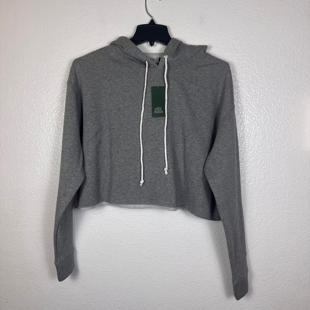 Wild Fable Womens Cropped Hoodie Heather Grey Sweatshirt Size XL NWT